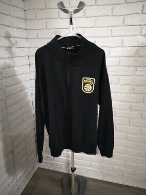 Levelwear Men's Size Large Black w/ Boston Bruins Logo Fleece Lined 1/4 Zip